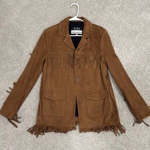 Reformation VEDA Suede Fringe Coat - Size Small